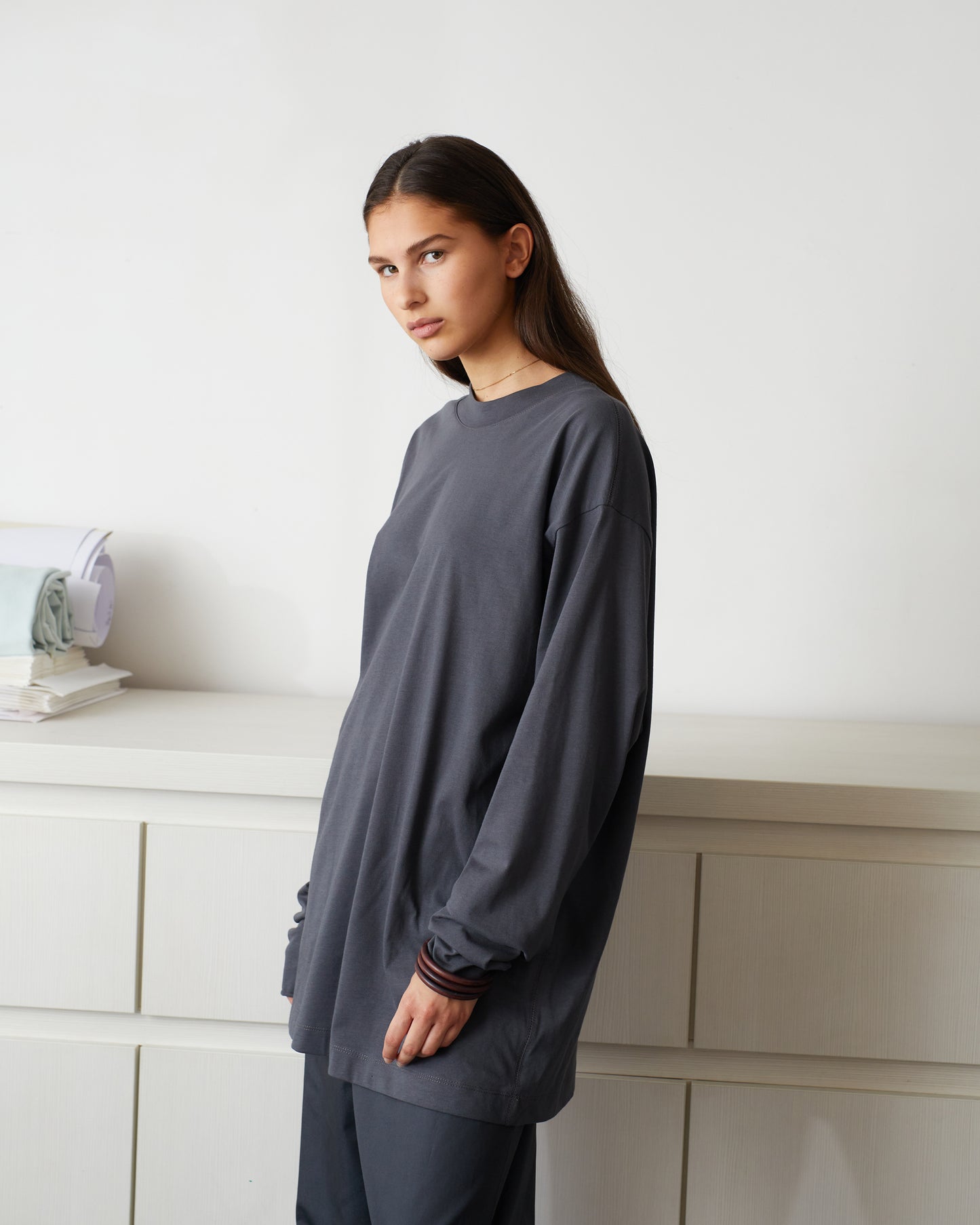 L.S T SHIRT \ Charcoal grey