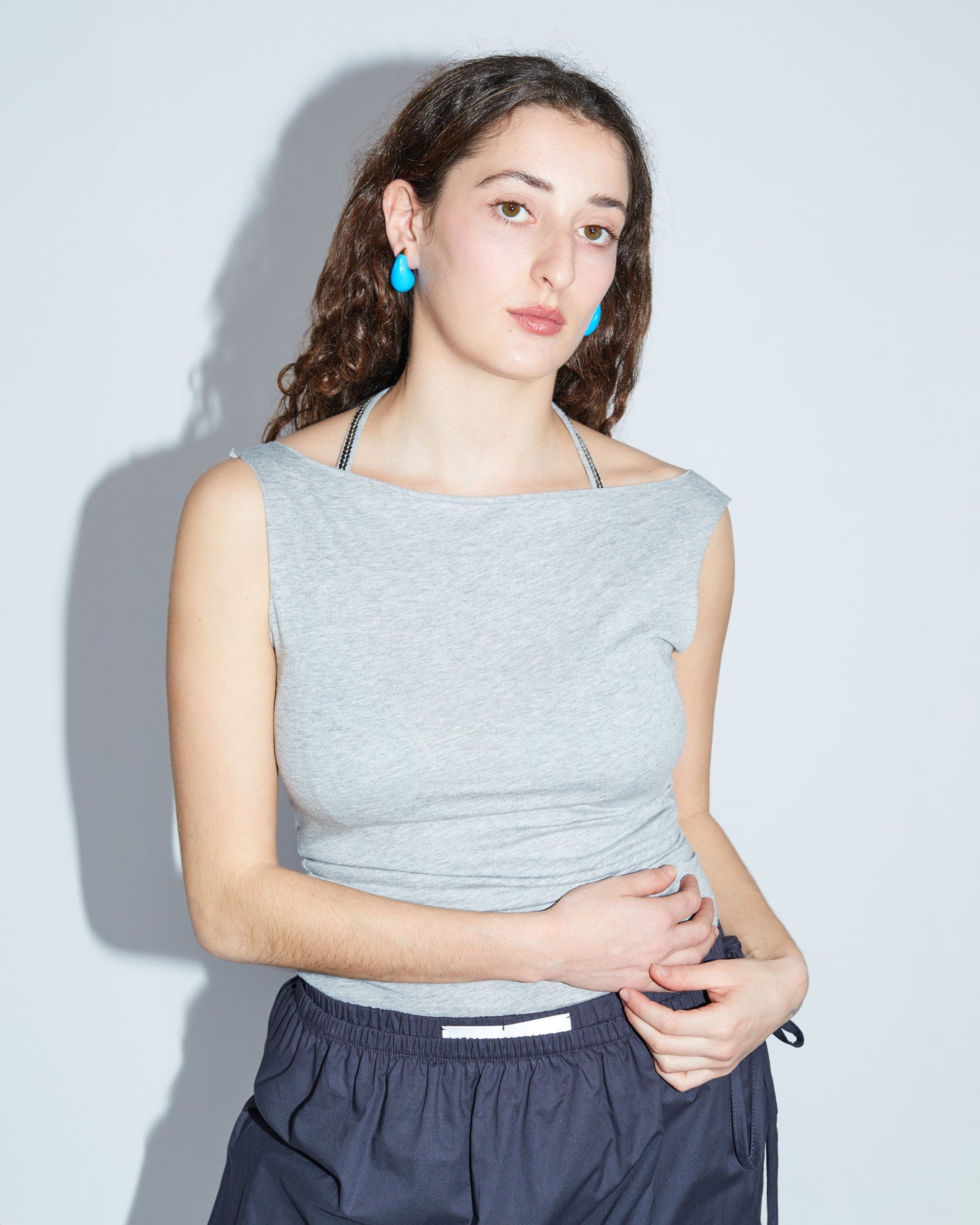 BACK TIES TOP \ Grey melange