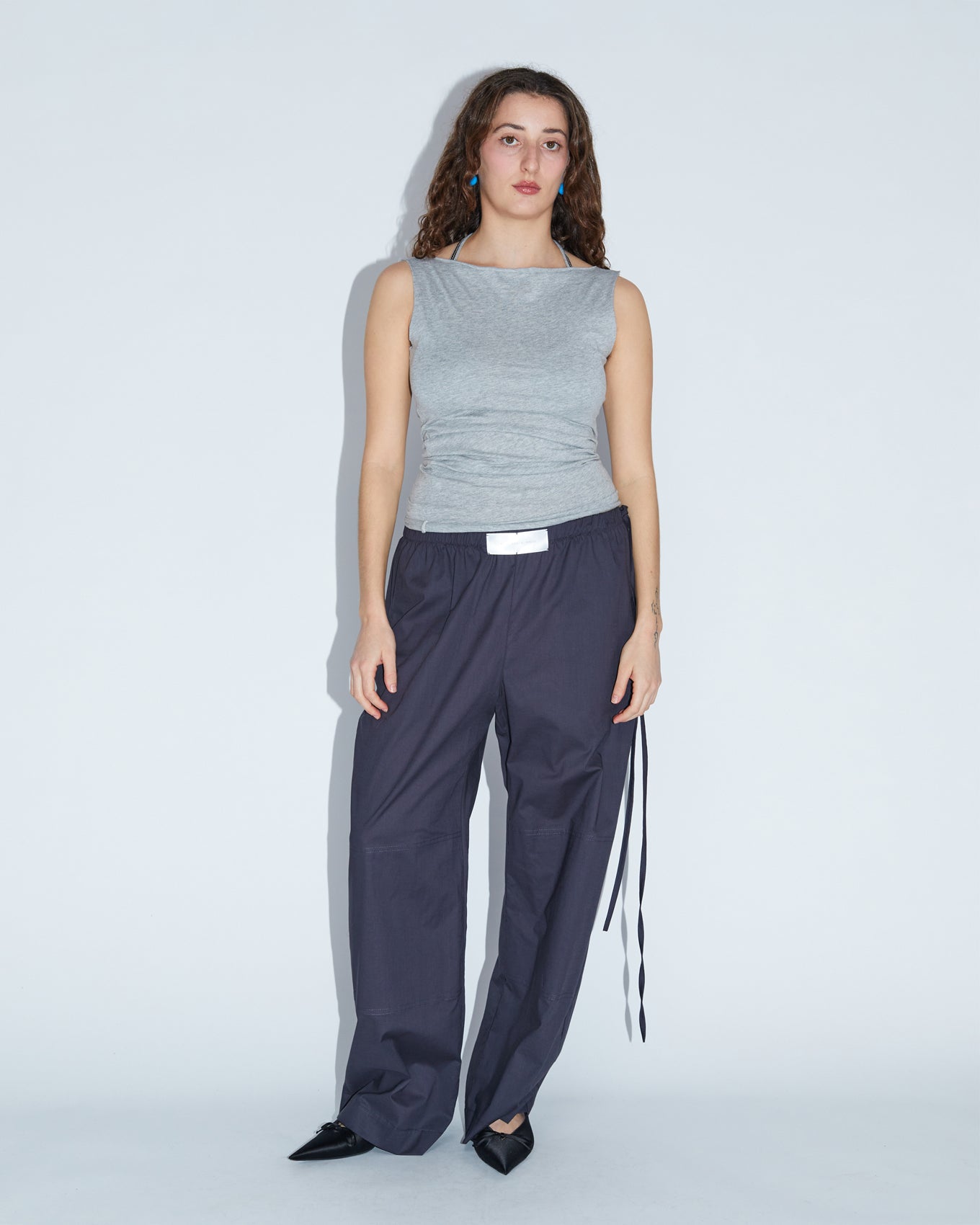 BACK TIES TOP \ Grey melange