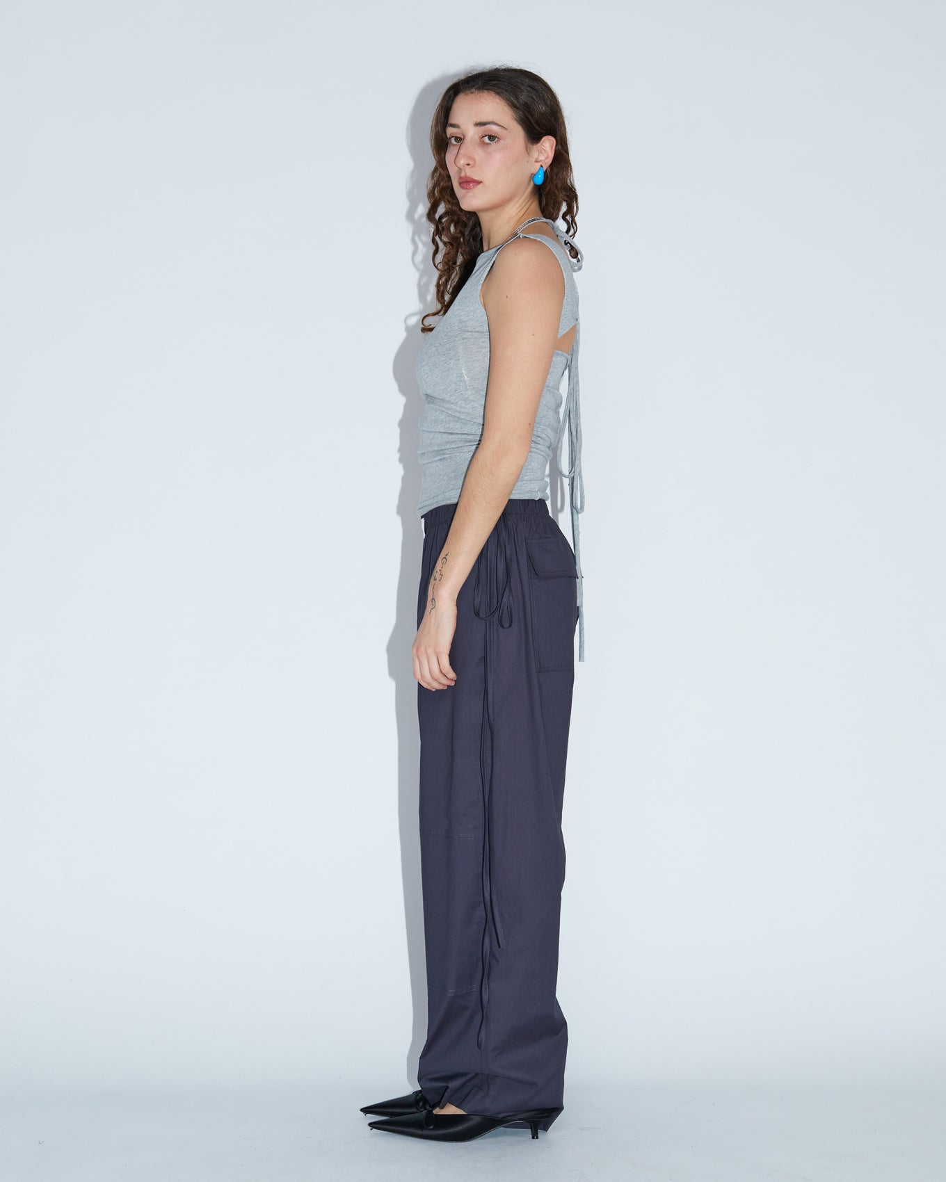 BACK TIES TOP \ Grey melange