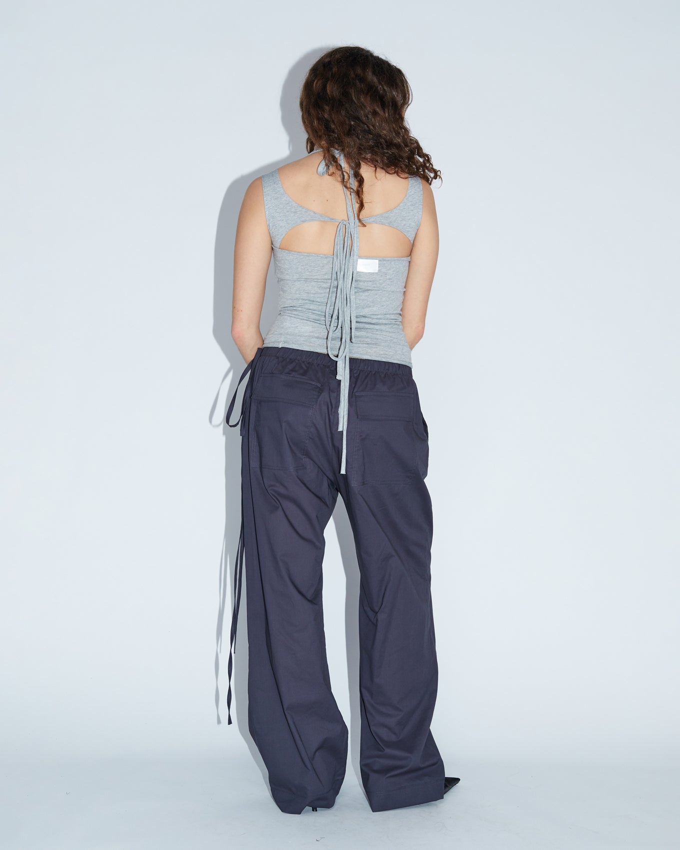 BACK TIES TOP \ Grey melange