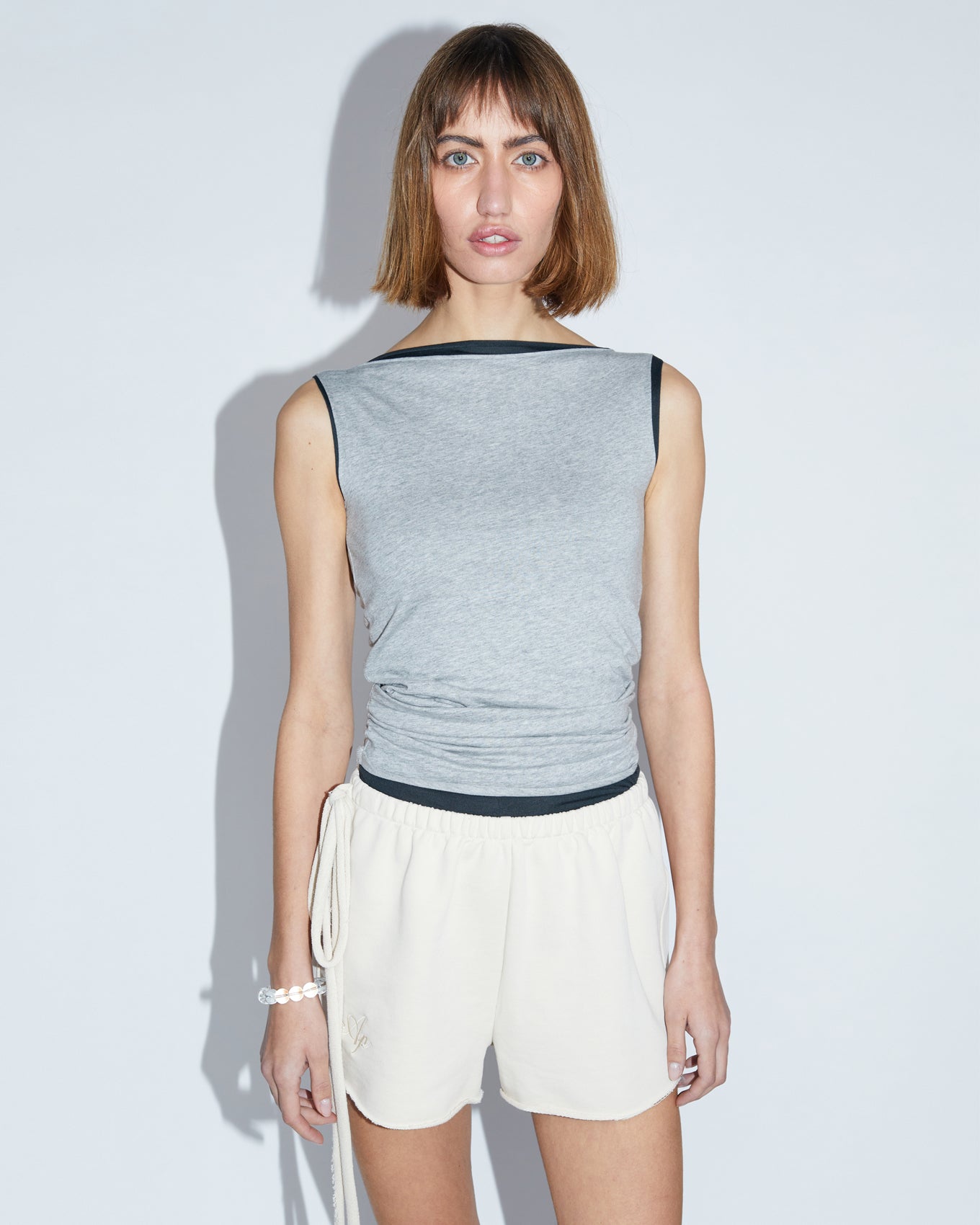 BACK TIES TOP \ Grey melange
