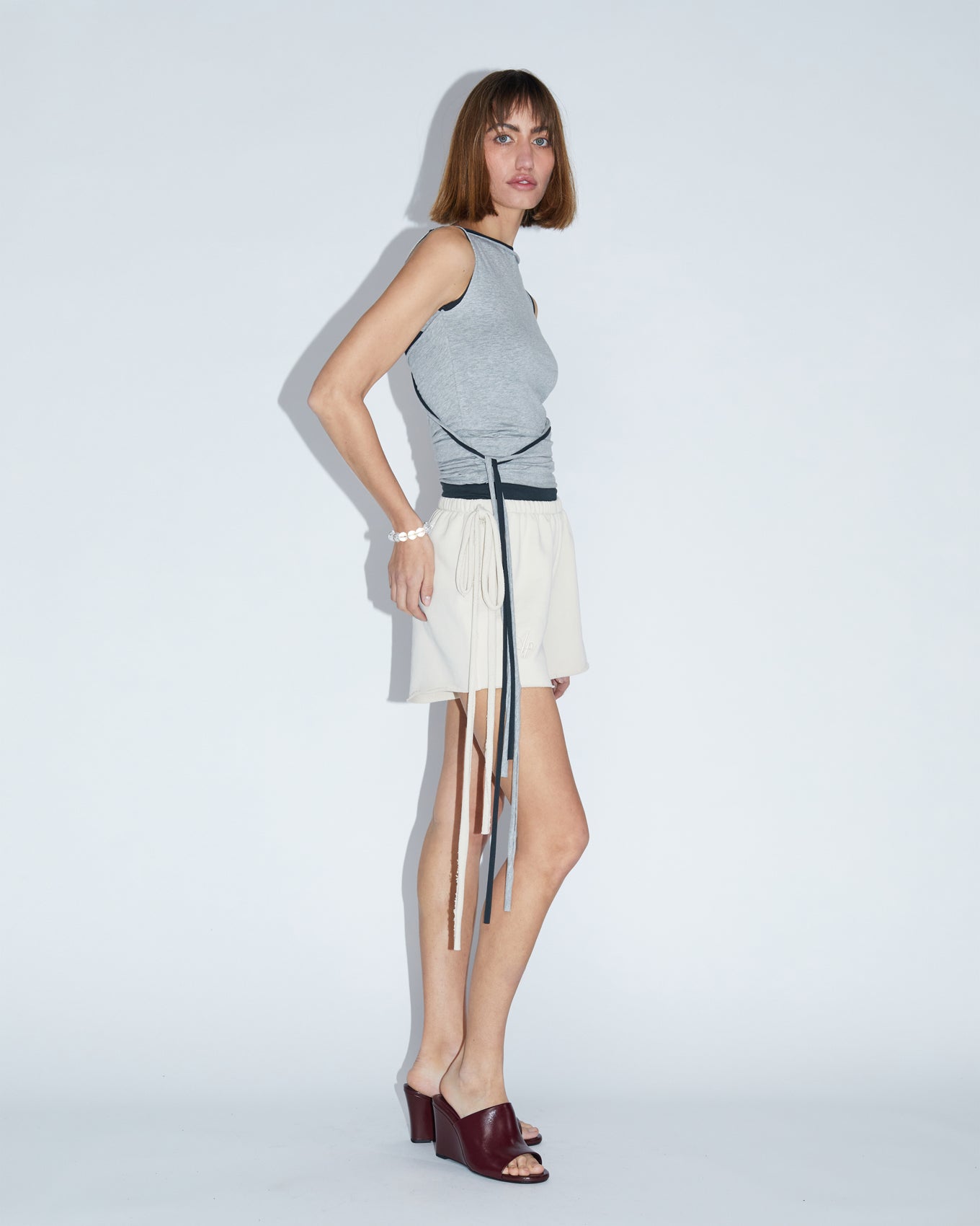 BACK TIES TOP \ Grey melange