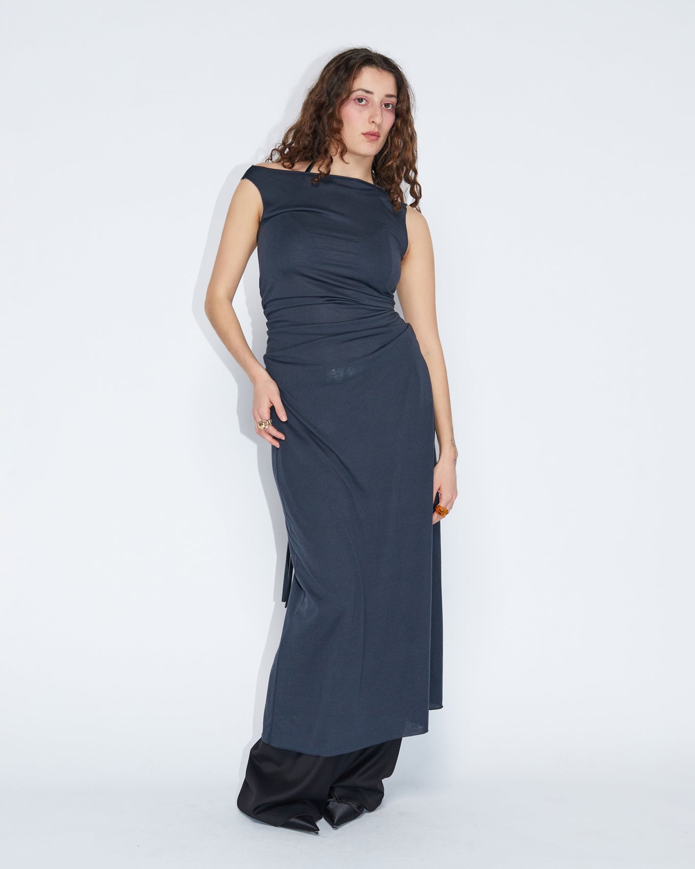 TIES MAXI DRESS \ Fade black