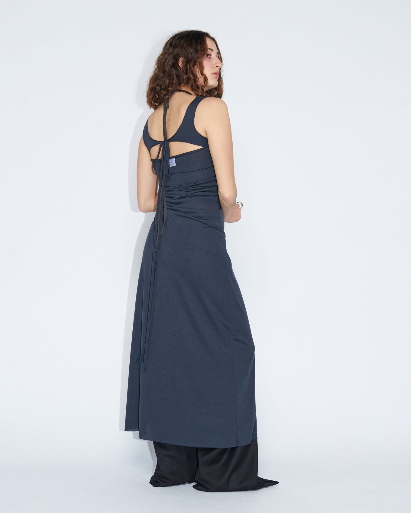 TIES MAXI DRESS \ Fade black