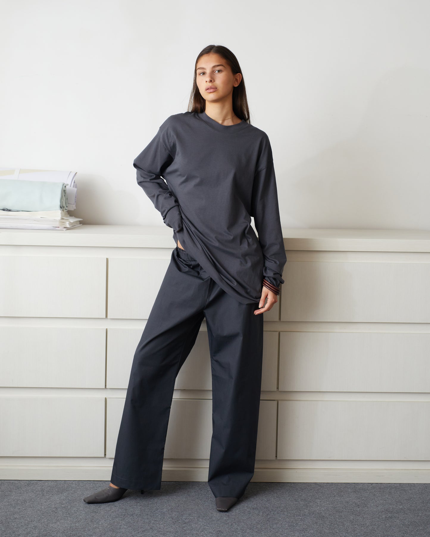 L.S T SHIRT \ Charcoal grey