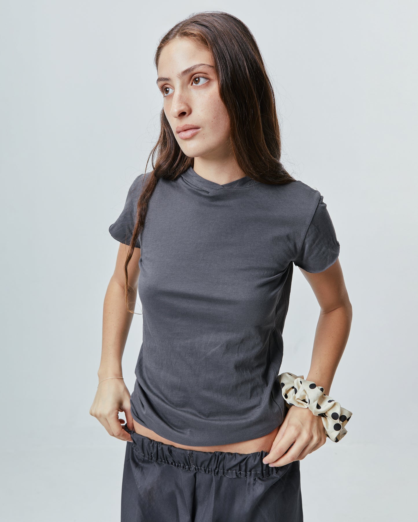 HOODIE TOP (short sleeves) \ Charcoal grey