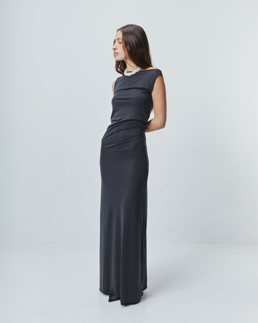 TIES MAXI DRESS \ Fade black