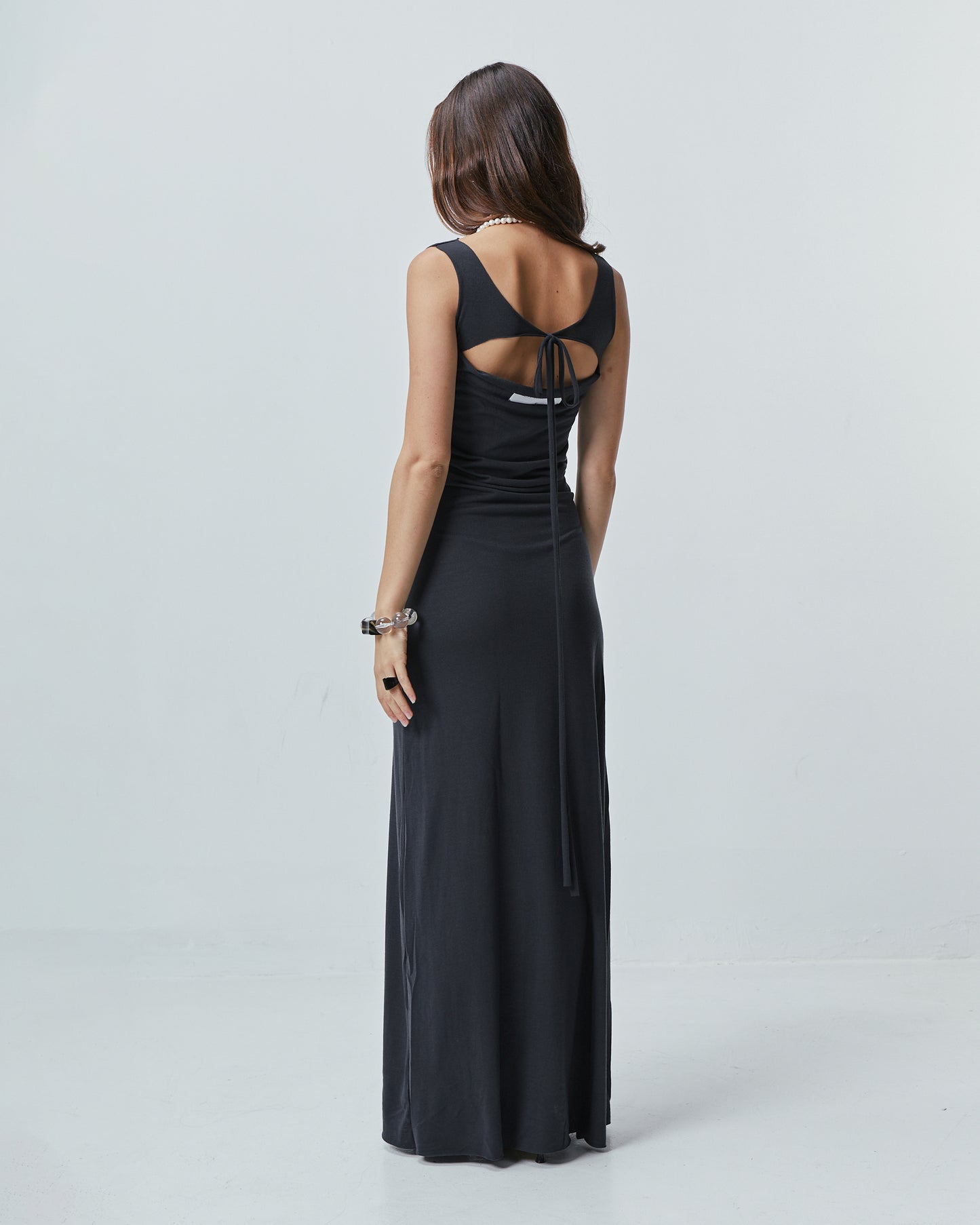 TIES MAXI DRESS \ Fade black