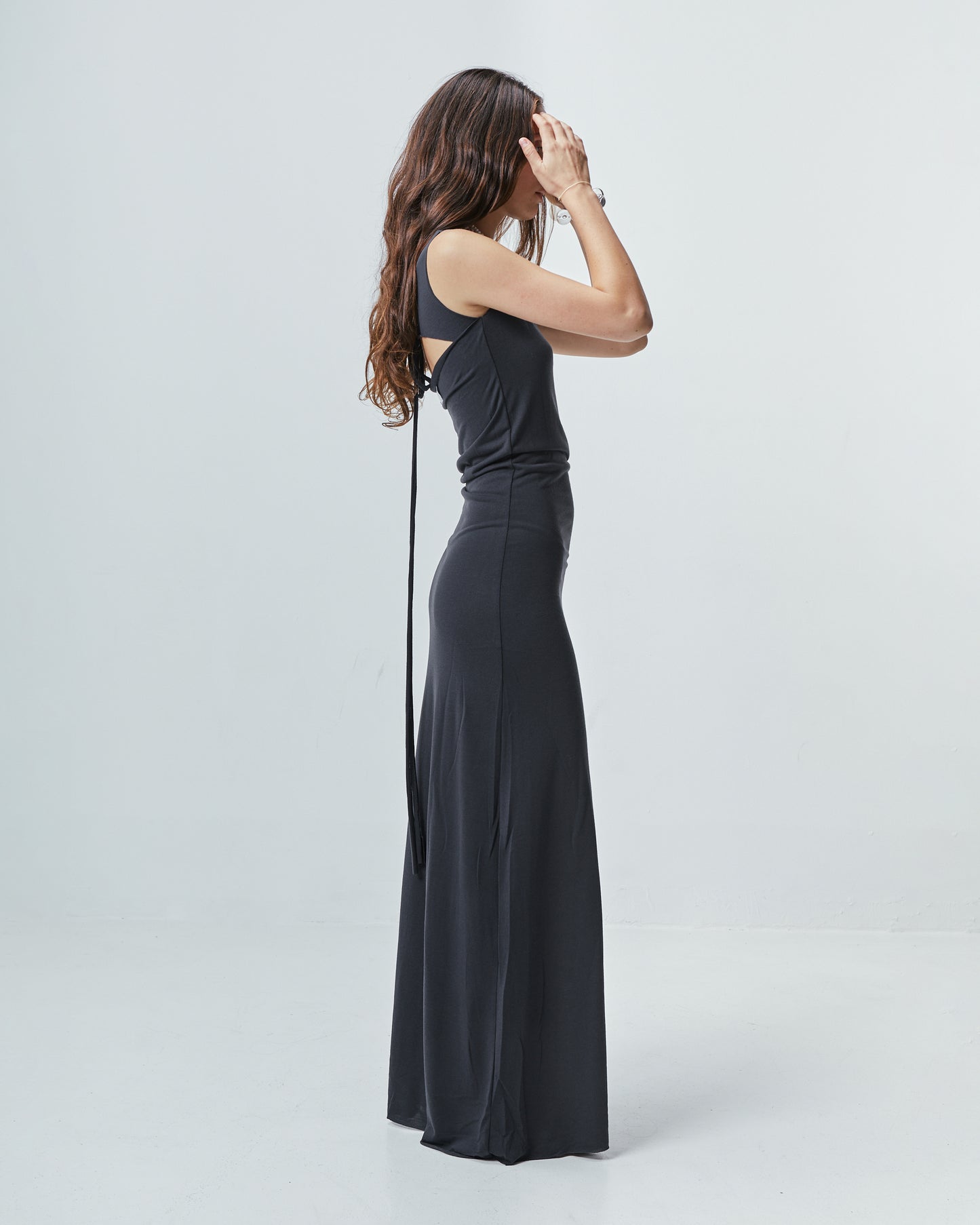 TIES MAXI DRESS \ Fade black