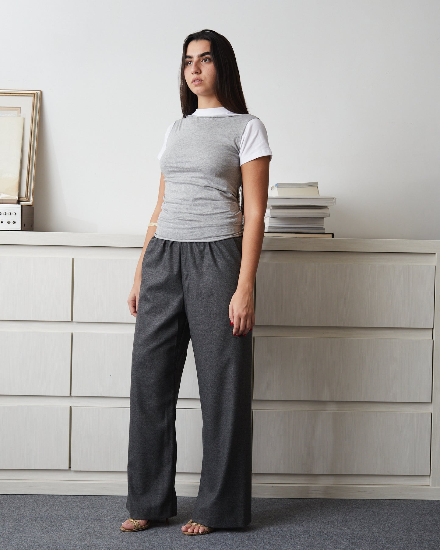 BACK TIES TOP \ Grey melange