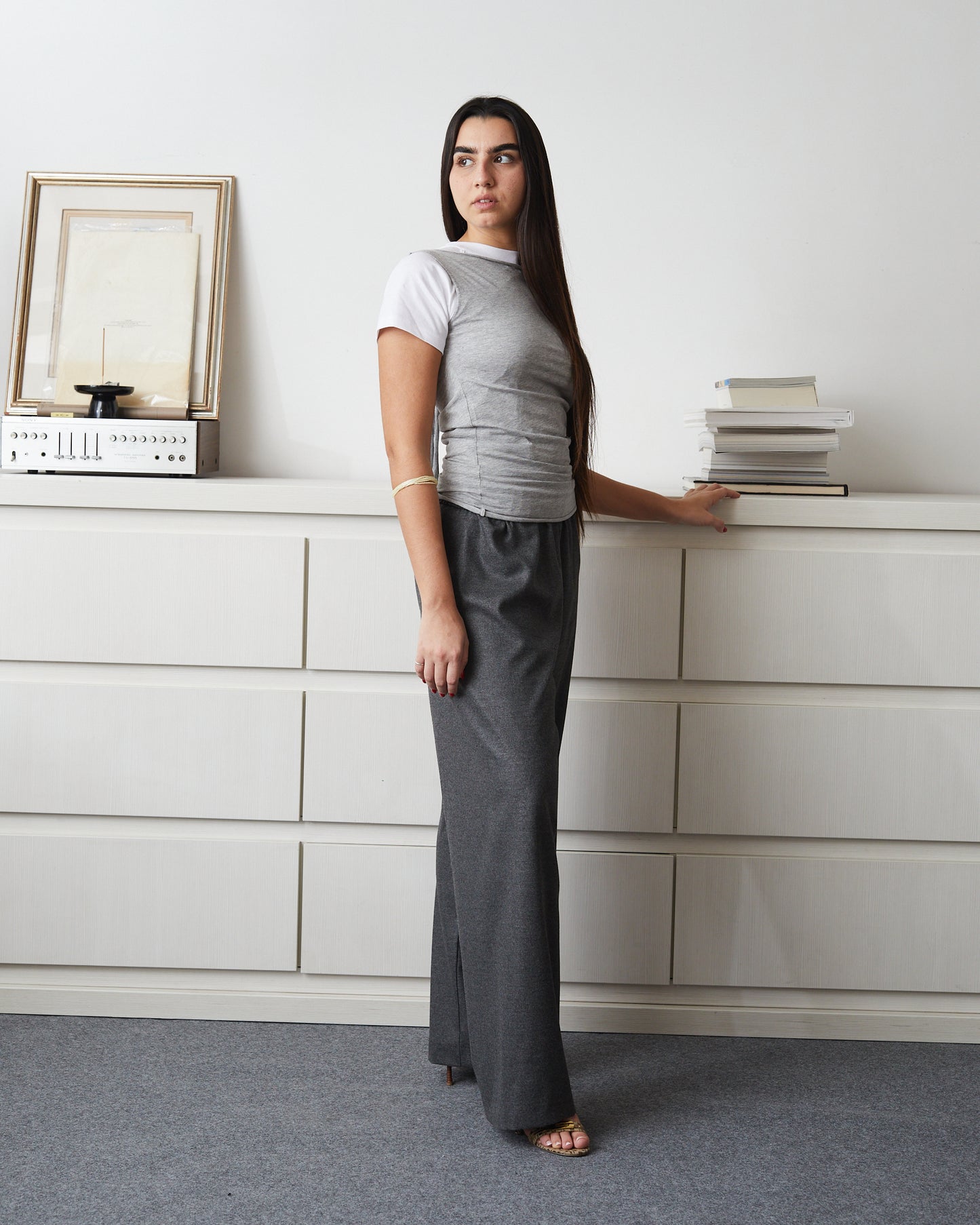 BACK TIES TOP \ Grey melange